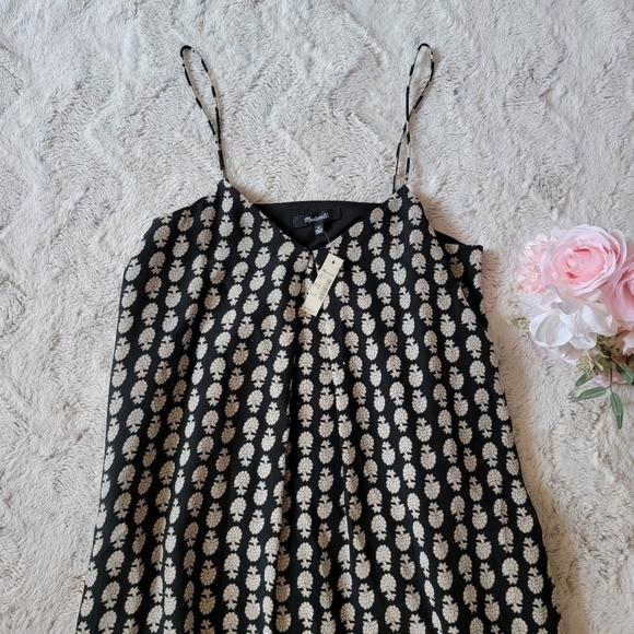Madewell Silk Trapeze Cami Summer Dress in Bloomstamp Woodblock Print NWT Sz XS - Picture 3 of 13